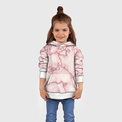 Толстовка-худи детская Розовая абстракция с мраморной текстурой и блеском, цвет: 3D-белый — фото 2