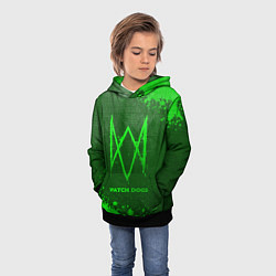 Толстовка-худи детская Watch Dogs - green gradient, цвет: 3D-черный — фото 2