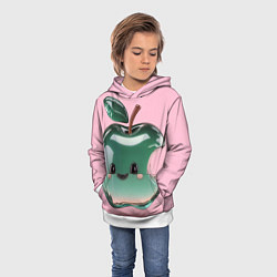 Толстовка-худи детская Кавайное яблоко, цвет: 3D-белый — фото 2
