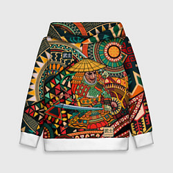 Толстовка-худи детская Цветной самурай, цвет: 3D-белый