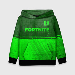 Толстовка-худи детская Fortnite - green gradient посередине, цвет: 3D-черный