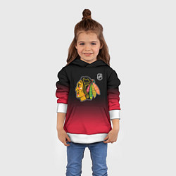 Толстовка-худи детская Чикаго Блэкхокс - градиент, цвет: 3D-белый — фото 2