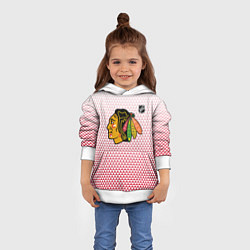 Толстовка-худи детская Чикаго Блэкхокс - красные треугольники с градиенто, цвет: 3D-белый — фото 2