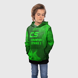 Толстовка-худи детская Counter Strike 2 - green gradient, цвет: 3D-черный — фото 2