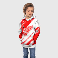 Толстовка-худи детская Детройт Ред Уингз - брызги красок, цвет: 3D-белый — фото 2