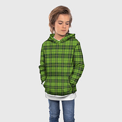 Толстовка-худи детская Зеленый тартан, цвет: 3D-белый — фото 2