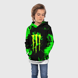 Толстовка-худи детская Monster energy кислотное лого огонь, цвет: 3D-белый — фото 2
