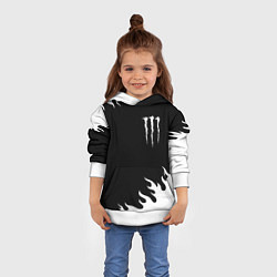 Толстовка-худи детская Monster energy белый огонь, цвет: 3D-белый — фото 2