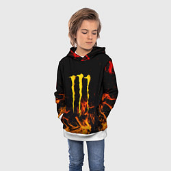 Толстовка-худи детская Monster energy orange fire, цвет: 3D-белый — фото 2