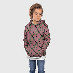 Толстовка-худи детская Коричневая с черным и зеленым плитка, цвет: 3D-белый — фото 2