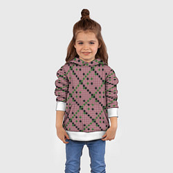 Толстовка-худи детская Коричневая с черным и зеленым плитка, цвет: 3D-белый — фото 2