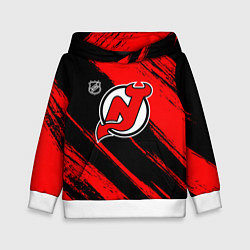Толстовка-худи детская Нью Джерси Девилз - красные потертости, цвет: 3D-белый
