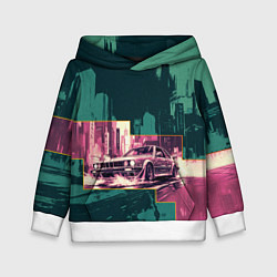 Толстовка-худи детская Дрифтующий спорткар, цвет: 3D-белый