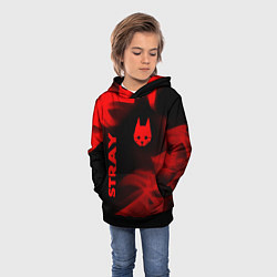 Толстовка-худи детская Stray - red gradient вертикально, цвет: 3D-черный — фото 2