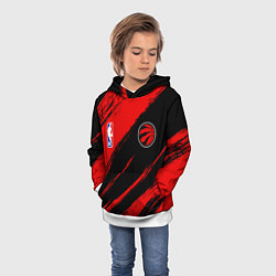 Толстовка-худи детская Торонто Рэпторс - красные потертости, цвет: 3D-белый — фото 2