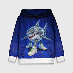 Толстовка-худи детская Тралалеро тралала - акула киборг, цвет: 3D-белый