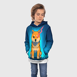 Толстовка-худи детская Сиба-ину с неоновым взглядом, цвет: 3D-белый — фото 2