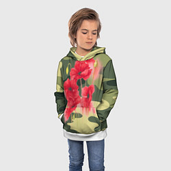 Толстовка-худи детская Камуфляж с маками, цвет: 3D-белый — фото 2