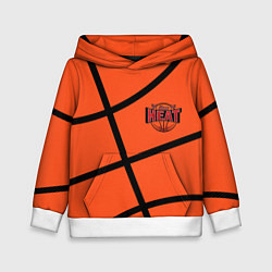 Толстовка-худи детская Майами Хит - баскетболная разметка, цвет: 3D-белый