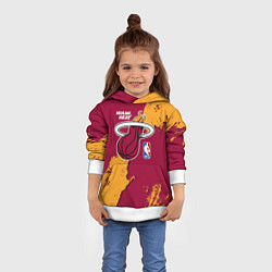 Толстовка-худи детская Майами Хит - разлитая краска, цвет: 3D-белый — фото 2