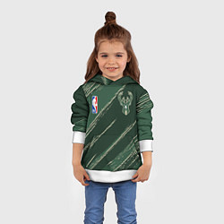 Толстовка-худи детская Милуоки Бакс - линии с потертостями, цвет: 3D-белый — фото 2