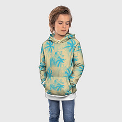 Толстовка-худи детская Palm light blue beige, цвет: 3D-белый — фото 2