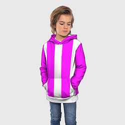Толстовка-худи детская Color white pink line, цвет: 3D-белый — фото 2