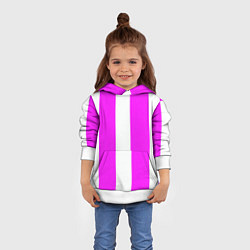 Толстовка-худи детская Color white pink line, цвет: 3D-белый — фото 2