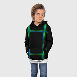 Толстовка-худи детская Neon green light blue, цвет: 3D-белый — фото 2