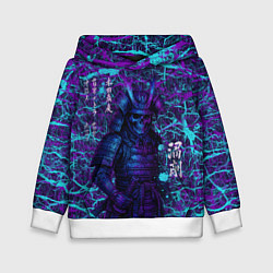 Толстовка-худи детская Призрак самурая - неновый арт, цвет: 3D-белый