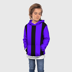 Толстовка-худи детская Color purple black stripes, цвет: 3D-белый — фото 2