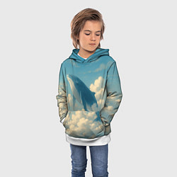 Толстовка-худи детская Кит в облаках, цвет: 3D-белый — фото 2