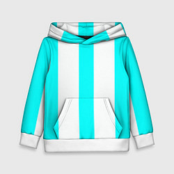 Толстовка-худи детская Color light blue white lines, цвет: 3D-белый
