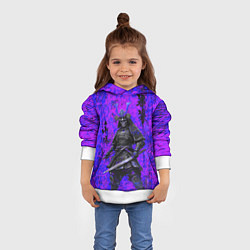 Толстовка-худи детская Призрак самурай - неоновые краски, цвет: 3D-белый — фото 2