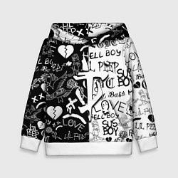 Толстовка-худи детская Doom x liil peep pattern black, цвет: 3D-белый