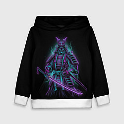 Толстовка-худи детская Неоновый электросамурай, цвет: 3D-белый