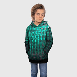 Толстовка-худи детская Нефритовый зелёный абстракция, цвет: 3D-черный — фото 2