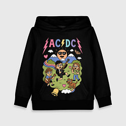 Толстовка-худи детская ACDC, мультяшный стиль, цвет: 3D-черный