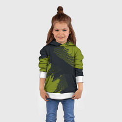 Толстовка-худи детская Абстрактная текстура в зеленом, цвет: 3D-белый — фото 2