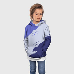 Толстовка-худи детская Сине-голубые неравномерные полосы, цвет: 3D-белый — фото 2