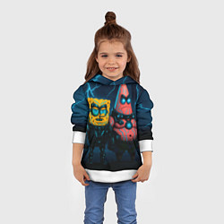 Толстовка-худи детская Спанч Боб и Патрик киберпанк, цвет: 3D-белый — фото 2