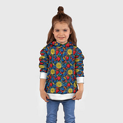 Толстовка-худи детская Ягоды и фрукты паттерн, цвет: 3D-белый — фото 2