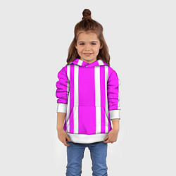 Толстовка-худи детская Color white pink stripes, цвет: 3D-белый — фото 2