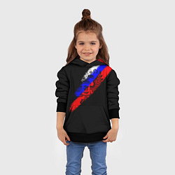 Толстовка-худи детская Герб на фоне цветов флага на чёрном фоне, цвет: 3D-черный — фото 2
