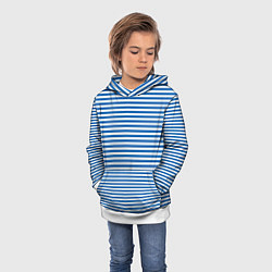 Толстовка-худи детская Тельняшка десантника с полосами, цвет: 3D-белый — фото 2