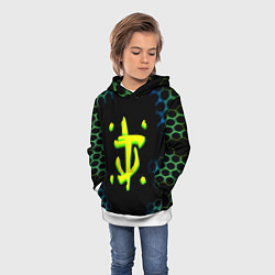 Толстовка-худи детская Doom соты кислотное лого, цвет: 3D-белый — фото 2