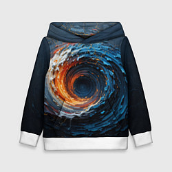 Толстовка-худи детская Краска синяя и оранжевая в форме вихря, цвет: 3D-белый