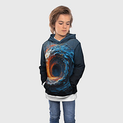 Толстовка-худи детская Краска синяя и оранжевая в форме вихря, цвет: 3D-белый — фото 2