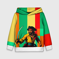 Толстовка-худи детская Пират поп-арт, цвет: 3D-белый