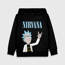 Толстовка-худи детская Нирвана и Рик Санчес из Рик и Морти, цвет: 3D-черный